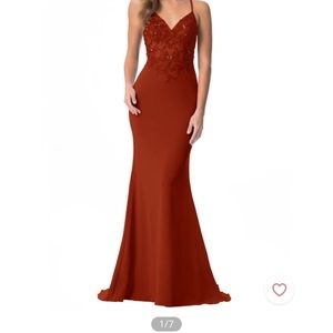 Wedding Guest Rust Gown